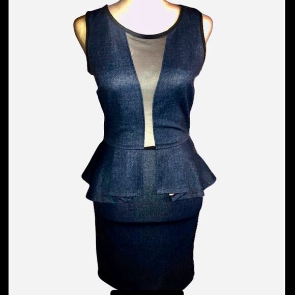 Guess denim and black sheer dress size small - Picture 1 of 5
